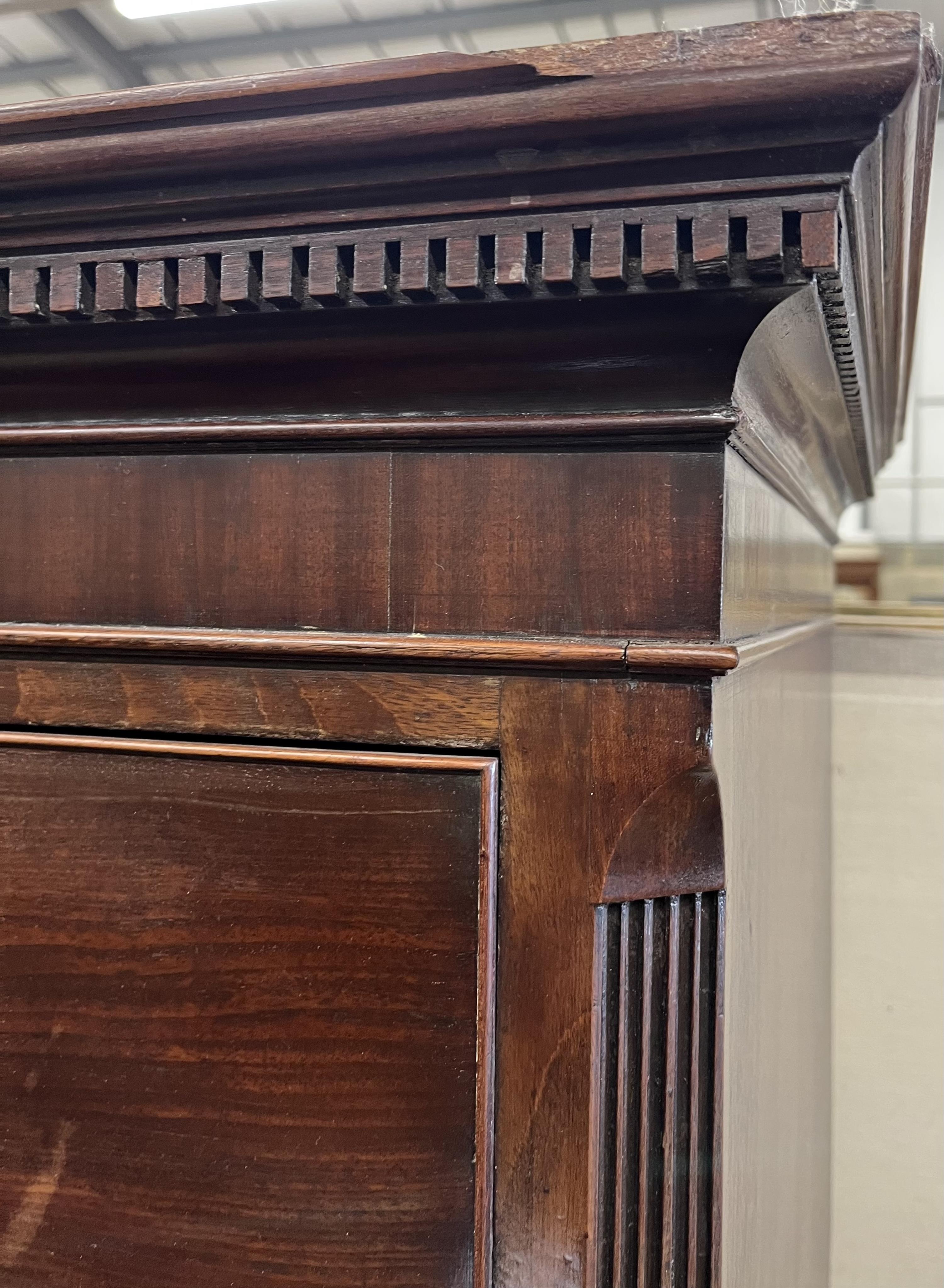 A George III mahogany chest on chest, width 107cm, depth 56cm, height 190cm
